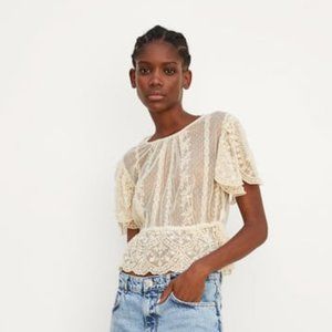 EMBROIDERED TULLE TOP